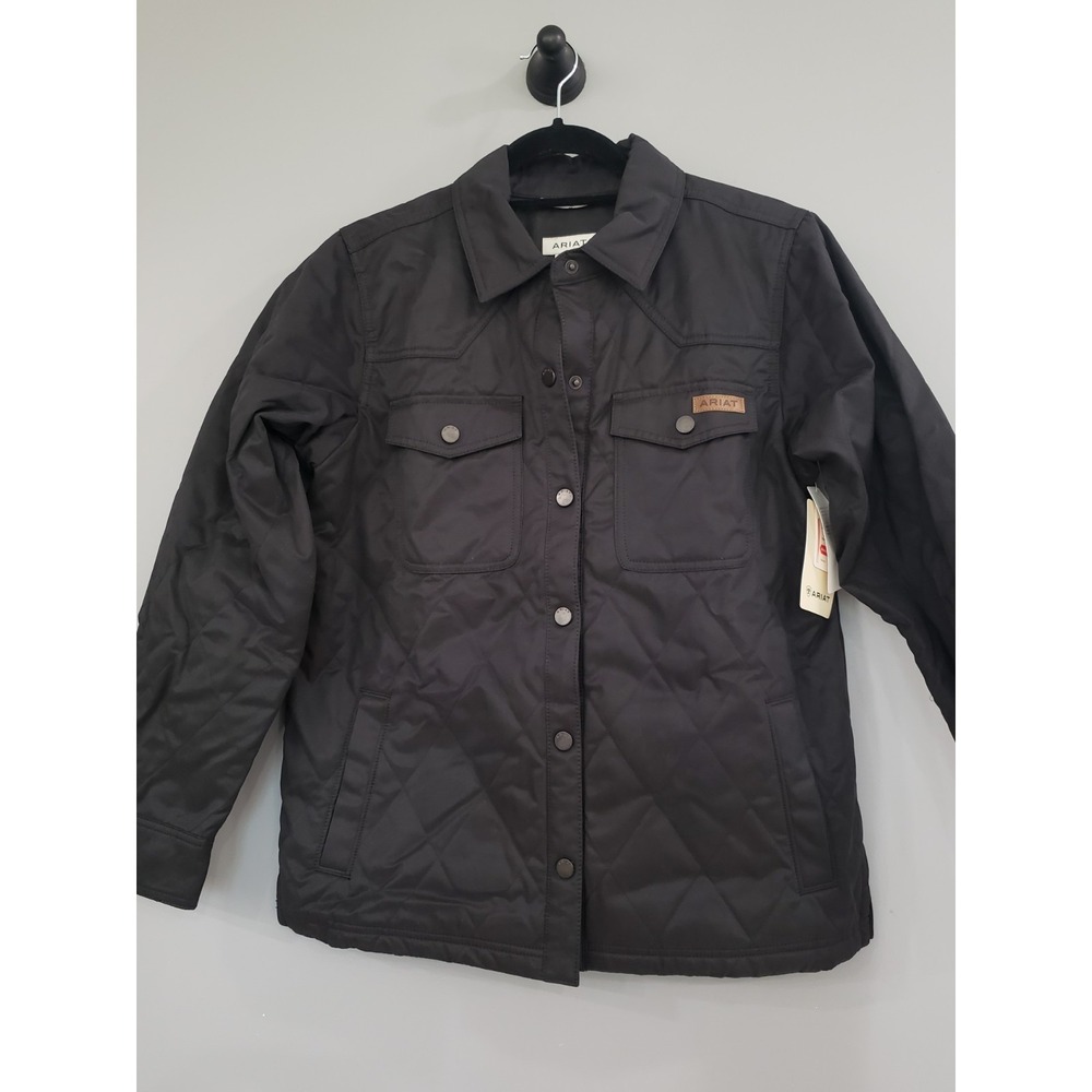 NEW ARIAT Women's Grizzly Quilted Barn Jacket Chore Utility Work Zip Up Black
